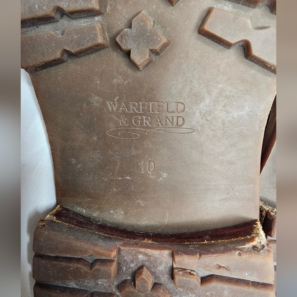 Warfield & Grand Potrero Mens Cap Toe Brogue Leather Lace-Up Ankle Boots Size 10 - Picture 9 of 12